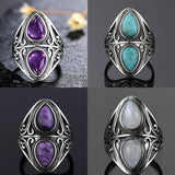 Natural Amethyst S925 Sterling Silver Ring Women's Jewelry Vintage Ring