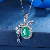 Sapphire Gemstone Bow Pendant Butterfly Necklace for Women