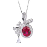 Sapphire Gemstone Bow Pendant Butterfly Necklace for Women