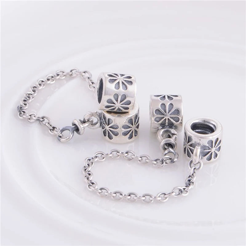 925 Silver Beads Daisy Safety Chain for DIY Bracelets