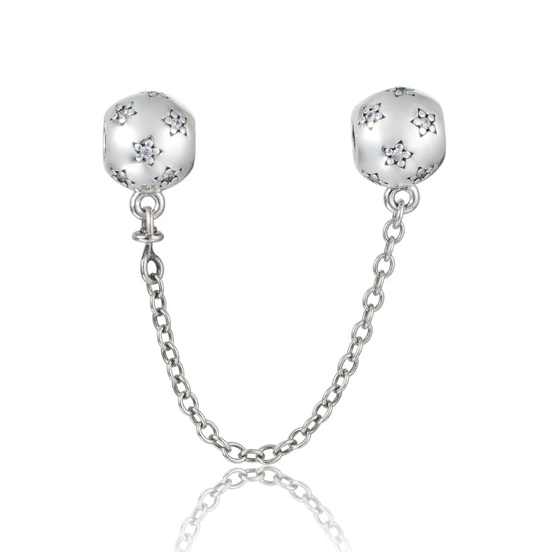 925 Silver Star Safety Chain Charm for DIY Bracelets