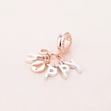 925 Silver Be Happy Dangle Charm For DIY Bracelets