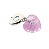925 Silver Pink Ribbon Heart Dangle DIY Bracelets Jewelry