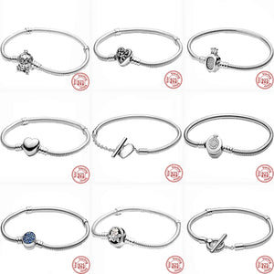 925 Silver Heart T-Bar Cuff Bracelet Sparkling Disc Clasp