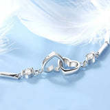 925 Sterling Silver Bracelet with Crystal Zircon, Heart Jewelry for Women
