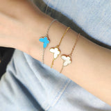925 Silver Chain Bracelet Red Shell Butterfly For Women