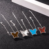 925 Silver Chain Bracelet Red Shell Butterfly For Women
