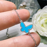 925 Silver Chain Bracelet Red Shell Butterfly For Women
