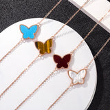 925 Silver Chain Bracelet Red Shell Butterfly For Women