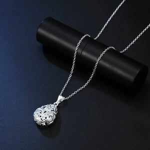 925 Sterling Silver Hollow Drop Pendant Necklace for Women