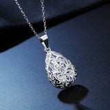 925 Sterling Silver Hollow Drop Pendant Necklace for Women