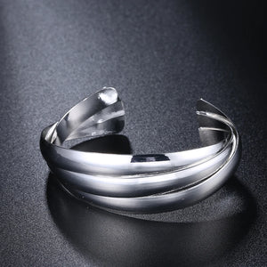 925 Sterling Silver Weave Bangles for Women Cuff Bracelets