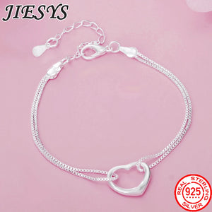 Romantic Heart Bracelet 925 Sterling Silver Women's Wedding Party Jewelry