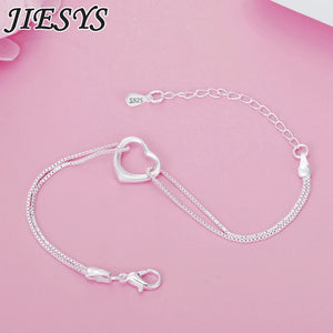 Romantic Heart Bracelet 925 Sterling Silver Women's Wedding Party Jewelry