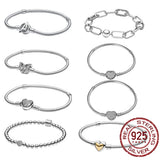 925 Silver Heart T-Bar Cuff Chain Bracelet Sparkling Disc Clasp