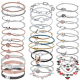 Silver Heart T-Bar Cuff Chain Bracelet