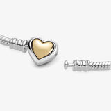 925 Sterling Silver Heart T-Bar Cuff Chain Bracelet