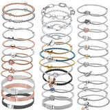 925 Silver Heart T-Bar Cuff Chain Bracelet