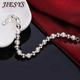925 Sterling Silver Bracelets Frosted Beads Chain for Wedding Party