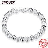 925 Sterling Silver Bracelets Frosted Beads Chain for Wedding Party
