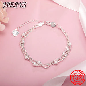 925 Silver Geometry Beads Chain Bracelet for Wedding