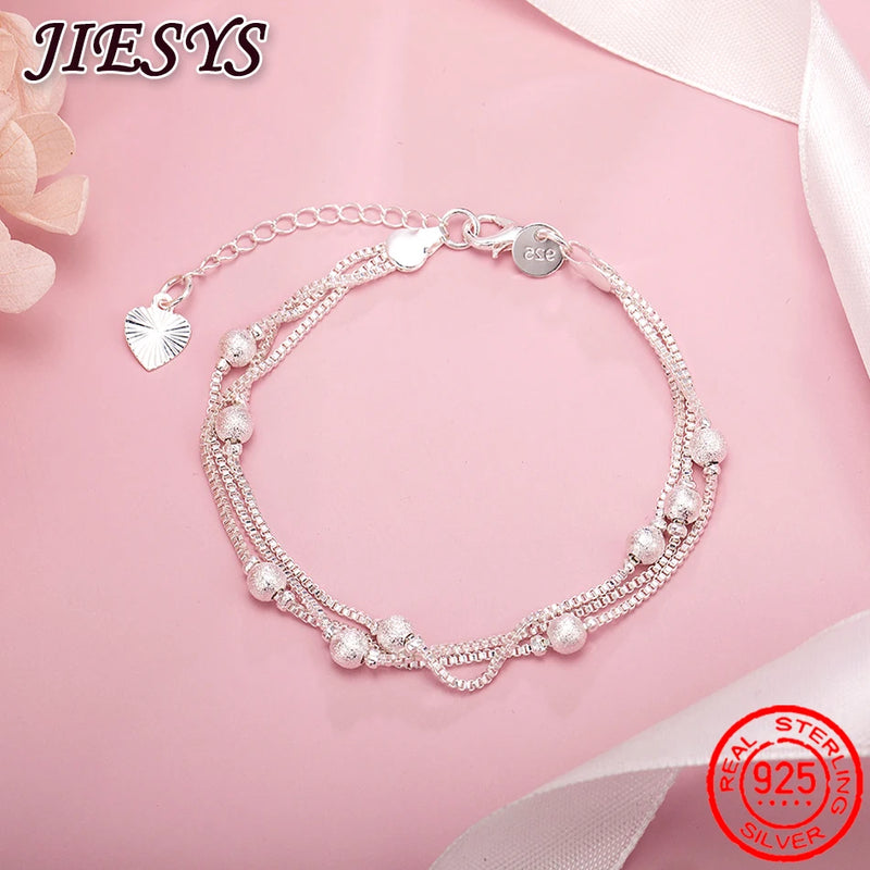 925 Silver Geometry Beads Chain Bracelet for Wedding