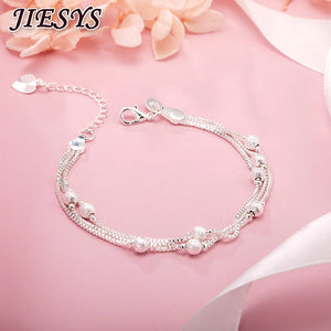 925 Silver Geometry Beads Chain Bracelet for Wedding