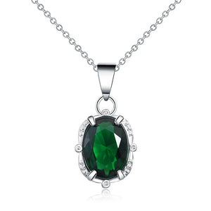 925 Silver Necklace Wedding Green Crystal for Women