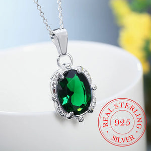925 Silver Necklace Wedding Green Crystal for Women