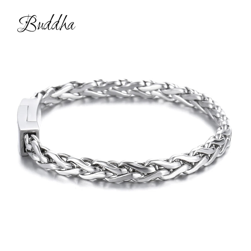 Stainless Steel Buddha Bracelets Women Mens Bangle ZTB423-1