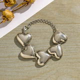 Big Heart Linked Bracelets Chunky Hand Chains Jewelry Accessories