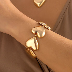 Big Heart Linked Bracelets Chunky Hand Chains Jewelry Accessories