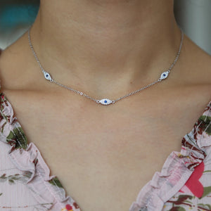 Boho 925 Silver Evil Eye Necklace for Women