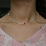 Boho 925 Silver Red Beads Evil Eye Necklace Women Necklaces
