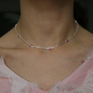 Boho 925 Silver Red Beads Evil Eye Necklace Women Necklaces
