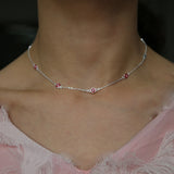 Boho 925 Silver Red Beads Evil Eye Necklace Women Necklaces