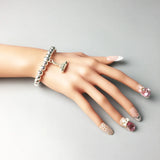 Charm Bracelet with Silver Beads, Jewelry Carrier Gift for Women