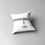 Charm Bracelet with Silver Beads, Jewelry Carrier Gift for Women