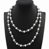 Simulated Pearl Beads Long Necklace Glass Pearls 8mm Party Gift Jewelry