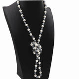 Simulated Pearl Beads Long Necklace Glass Pearls 8mm Party Gift Jewelry