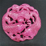 Chinese Vintage Rose Pink Stone Tassel Necklace