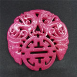 Chinese Vintage Rose Pink Stone Tassel Necklace