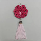 Chinese Vintage Rose Pink Stone Tassel Necklace