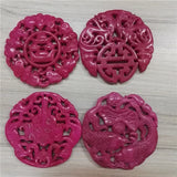 Chinese Vintage Rose Pink Stone Tassel Necklace