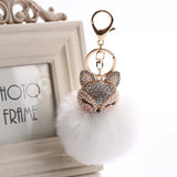 Crystal Fox Fur Keychain Women Trinkets Car Key Chain Key Ring