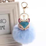 Crystal Fox Fur Keychain Women Trinkets Car Key Chain Key Ring
