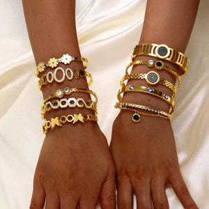 Charms Cuff Bracelet Women's Bangle Stainless Steel Friendship Gift