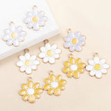 Daisy Flower Pendant Charm Jewelry Enamel Pendants Keychain Necklace