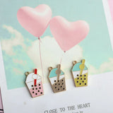 20pcs Milk Tea Enamel Charm Pendants for DIY Bracelet Making