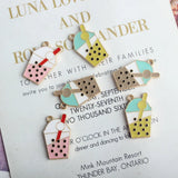 20pcs Milk Tea Enamel Charm Pendants for DIY Bracelet Making